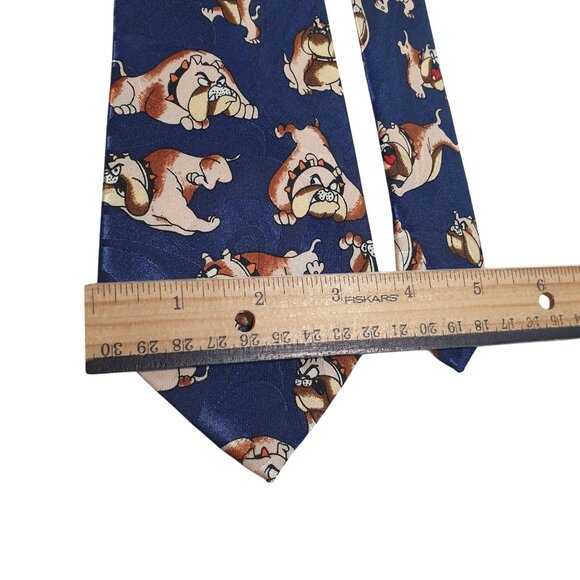 Steven Harris Handmade Bulldog Pattern Blue Tie Novelty Cartoon Vet Shelter Dog - Picture 4 of 6